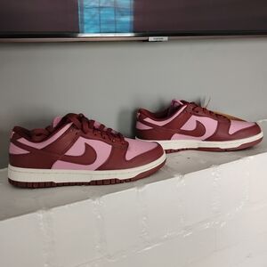 Nike Pink and Red "Low Dunk" Sneakers